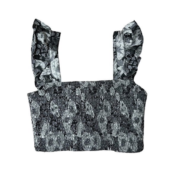 Kourt Tela Black Silver Floral Matching Set Skirt and Crop Top Size Small - Picture 5 of 16